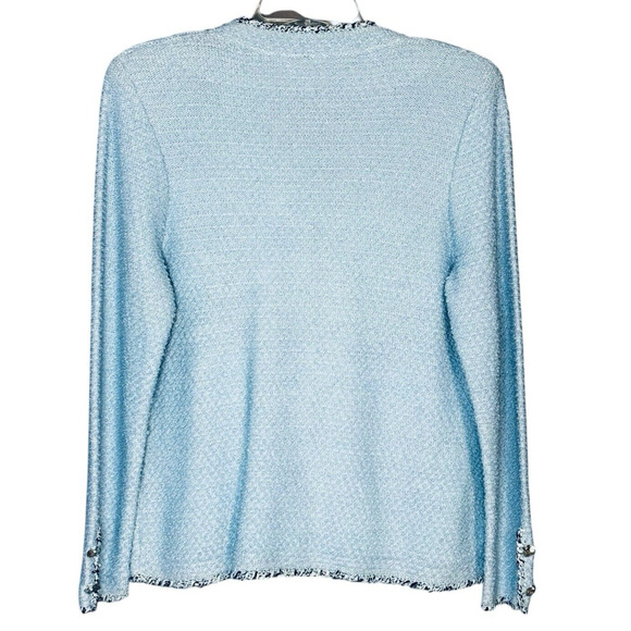 Vintage Dunollie Looms Elegant Blue Cardigan Silver Buttons Granny Sz Medium - Picture 6 of 7